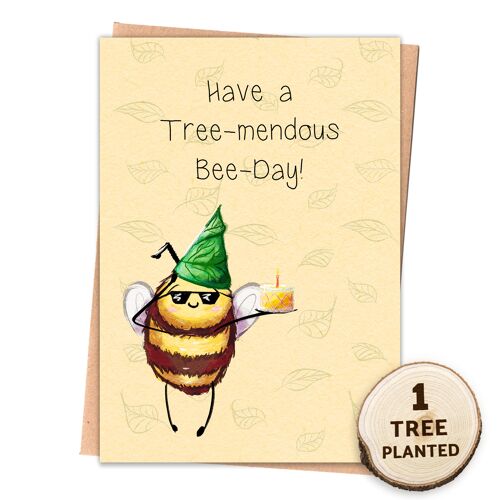 Zero Waste Card & Eco Friendly Seed Gift. Bee Day Sunnies Naked
