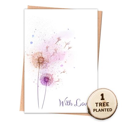 Dandelion Eco Friendly Card. Tree & Bee Seed Gift. With Love Naked