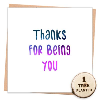 Eco Thank You Card Gift w/ Flower Seed. Thanks for Being You Naked