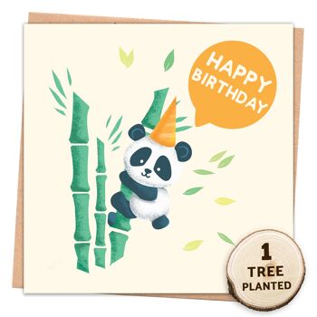 Carte écologique + cadeau de graines de fleurs. Joyeux anniversaire Panda nu 1