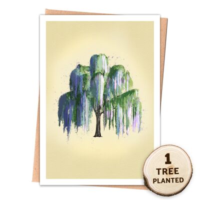 Umweltfreundliche Baumkarte und pflanzbares Blumensamen-Geschenk. Willow nackt