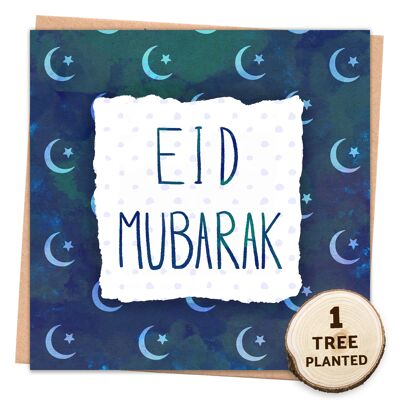 Tarjeta ecológica y regalo de semillas de flores plantables. Eid Mubarak Desnudo