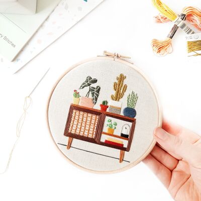 Embroidery Kit | Mid Century Botanical Sideboard | Modern DIY Embroidery