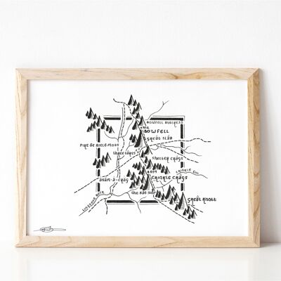 Bowfell/Crinkle Crags, Cumbria - Stampa A5