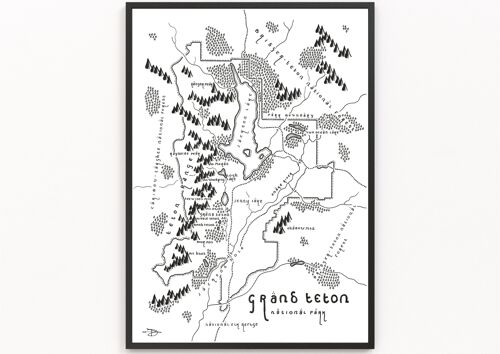 Grand Teton National Park Map Scarf