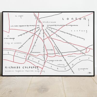 Nicholas Culpeper (London Quote Fan Map) - A4