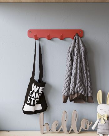 Gorillz Rounded Four Industrial Wall Coat Rack 4 Patères - Rouge 3
