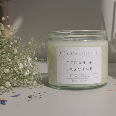 Kerze aus Zedernholz + Jasmin