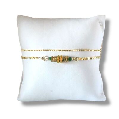 Pulsera doble nueces verde ¡Oh la la!