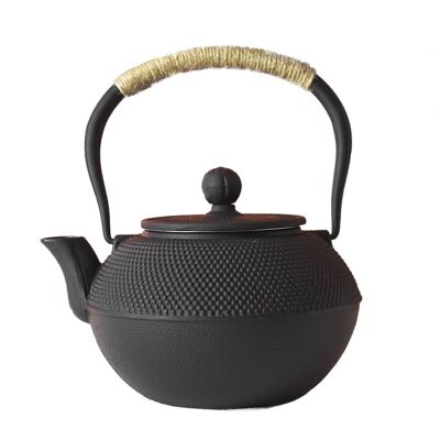 Schwarze japanische Hobnail-Teekanne aus Gusseisen von Charbrew – 1200 ml mit Sieb