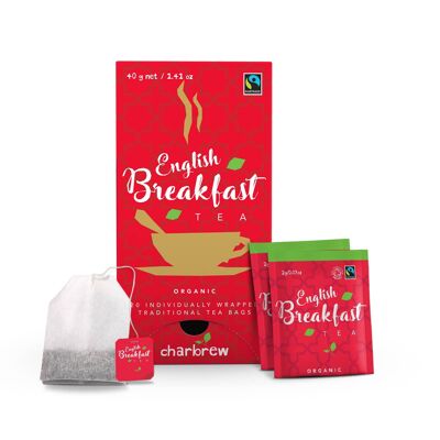 Thé petit-déjeuner anglais biologique par Charbrew - 20 sachets de thé emballés individuellement