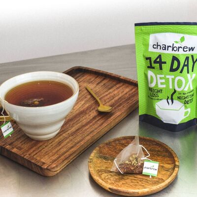 14 tè disintossicanti notturni di Charbrew - 14 bustine di tè notturne (senza effetto lassativo)