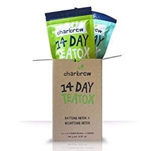 14 Day and Nighttime Detox Tea DUO by Charbrew - 14 Day Detox bundle (No Laxative Effect)