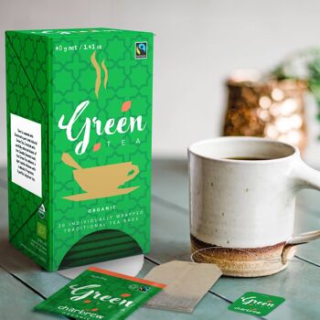 Thé vert biologique par Charbrew - 20 sachets de thé emballés individuellement 2