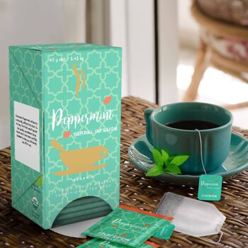 Thé à la menthe poivrée biologique par Charbrew - 20 sachets de thé emballés individuellement 2