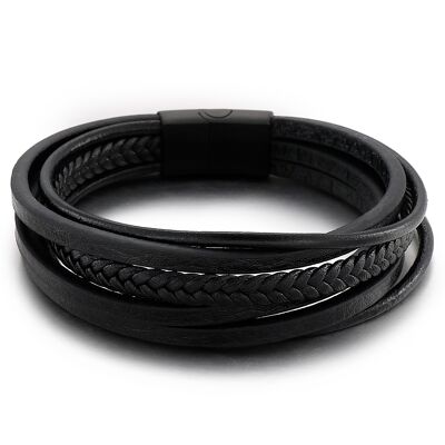 Multi-layer leather bracelet black
