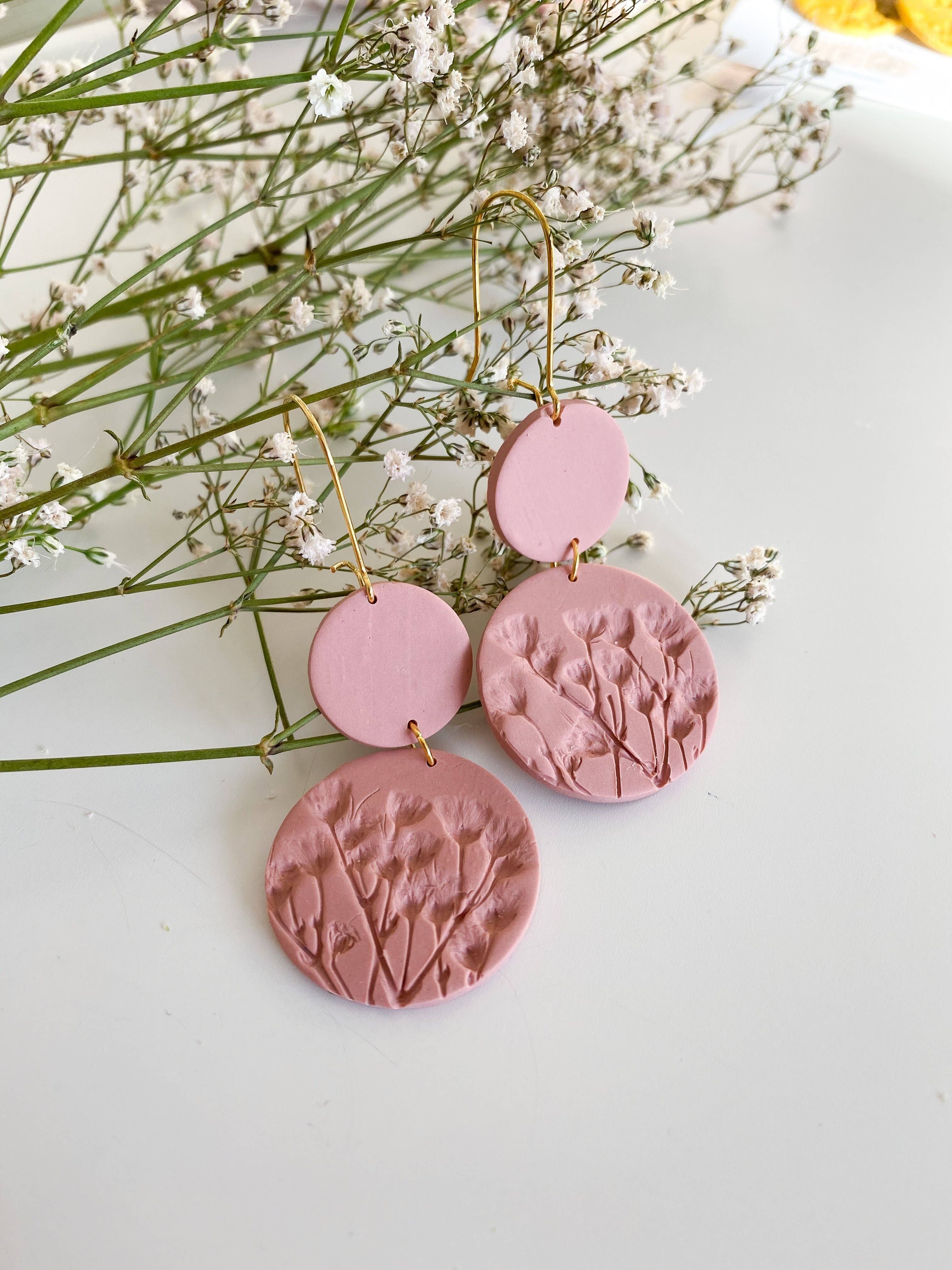 Pink polymer store clay earrings