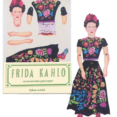 Frida Künstlerpuppe ausschneiden und basteln, lustige Aktivität und Geschenk