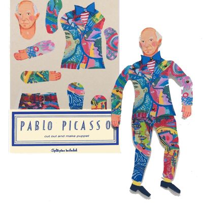 Picasso schneidet und bastelt eine Künstlerpuppe, eine lustige Aktivität und ein Geschenk