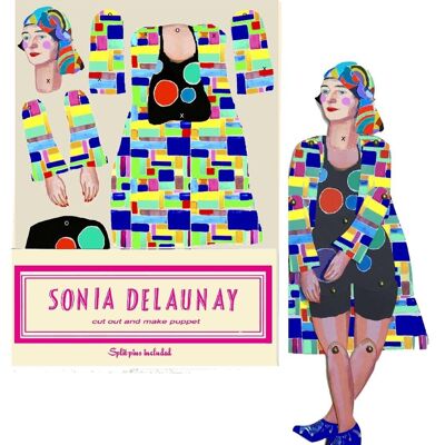 Sonia Delaunay coupe et fabrique des marionnettes d'artiste, activité amusante et cadeau