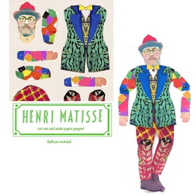 Henri Matisse coupe et fabrique des marionnettes d'artiste, activité amusante et cadeau