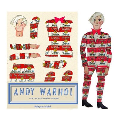 Warhol schneidet und bastelt eine Künstlerpuppe, eine lustige Aktivität und ein Geschenk