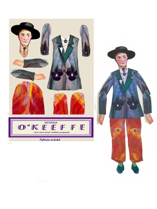 Georgia O'keeffe cut and make Artist Puppet  fun activity and gift