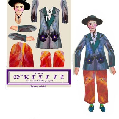 Georgia O'keeffe cut and make Artist Puppet  fun activity and gift