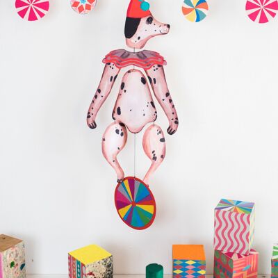 Nursery Circus Dog Kinetic Mobile for playroom and bedroom decor