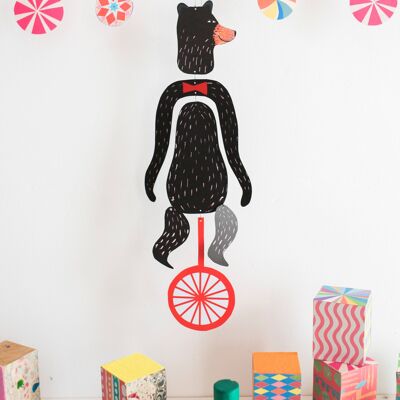 Nursery Circus Bear Kinetic Mobile for playrooms and kids decor