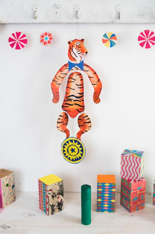 Nursery Circus Tiger Kinetic Mobile for Playrooms and kids decor