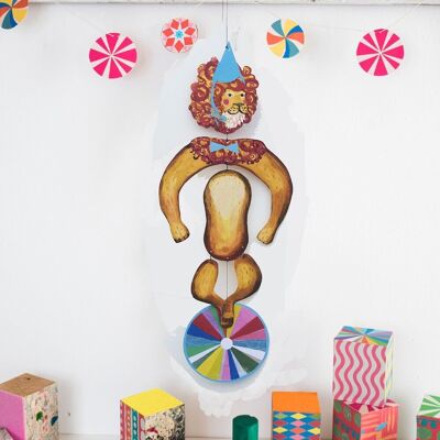 Kindergarten-Zirkus-Löwen-Kinetisches Mobile für Spielzimmer und Kinderdekoration