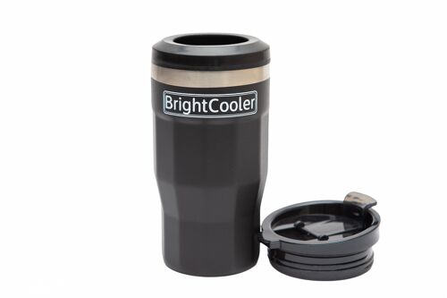 4-in-1  vacuum insulated reusable drink cooler and tumbler 400ml - black