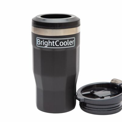 4-in-1  vacuum insulated reusable drink cooler and tumbler 400ml - black