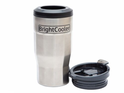 4-in-1  vacuum insulated reusable drink cooler and tumbler 400ml - silver