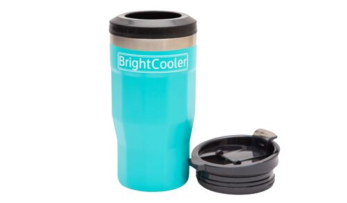 4-in-1  vacuum insulated reusable drink cooler and tumbler 400ml - light blue