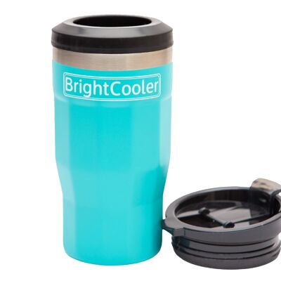 4-in-1  vacuum insulated reusable drink cooler and tumbler 400ml - light blue