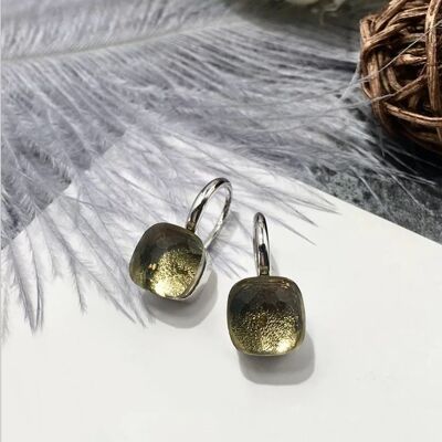 Jozemiek Stone earring Taupe - silver