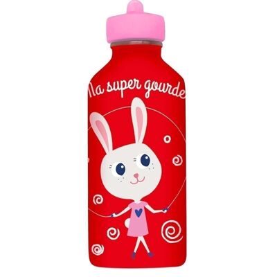 Stainless steel metal water bottle Child - Ma Super Gourde - Rabbit