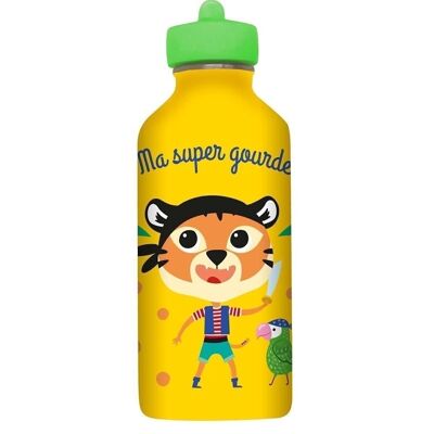 Stainless steel metal water bottle Child - Ma Super Gourde - Tiger