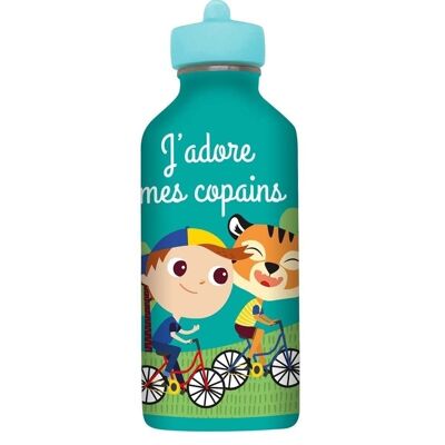Stainless steel metal water bottle for children - j'adore mes copains