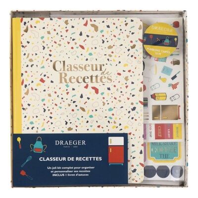Draeger Paris - Recipe binder kit 17 x 22 cm + Recipe cards + Decorative accessories, Multicolored