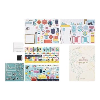 Draeger Paris - Kit carnet de Voyages "Mes Plus Beaux Voyages" - Carnet A5 + Accessoires de décoration, Multicolore 3