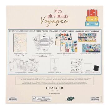 Draeger Paris - Kit carnet de Voyages "Mes Plus Beaux Voyages" - Carnet A5 + Accessoires de décoration, Multicolore 4