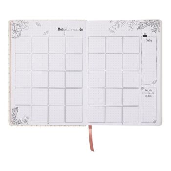 Carnet Daily Journal A5 fleuri rose or 2