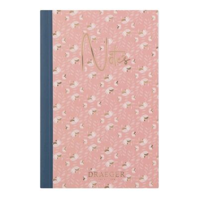 A6 Dot Notebook, Floral Pink