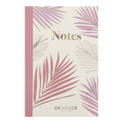 A6 lined notebook, pink palms