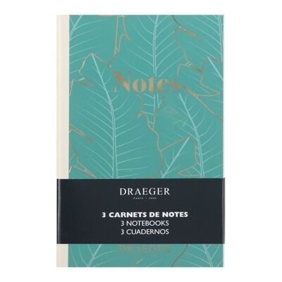 Set of 3 A6 lined notebooks, Exotic foliage
