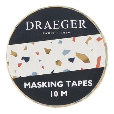 Masking tape terazzo white, hot gold, 10m