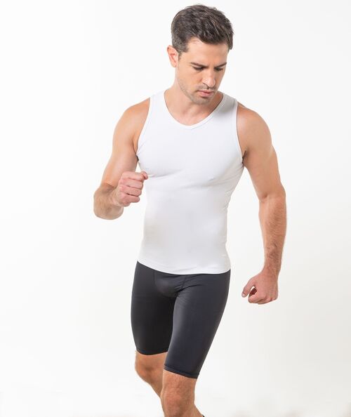 Camiseta adelgazante reafirmante vientre plano con fibra inteligente Emana-Blanco